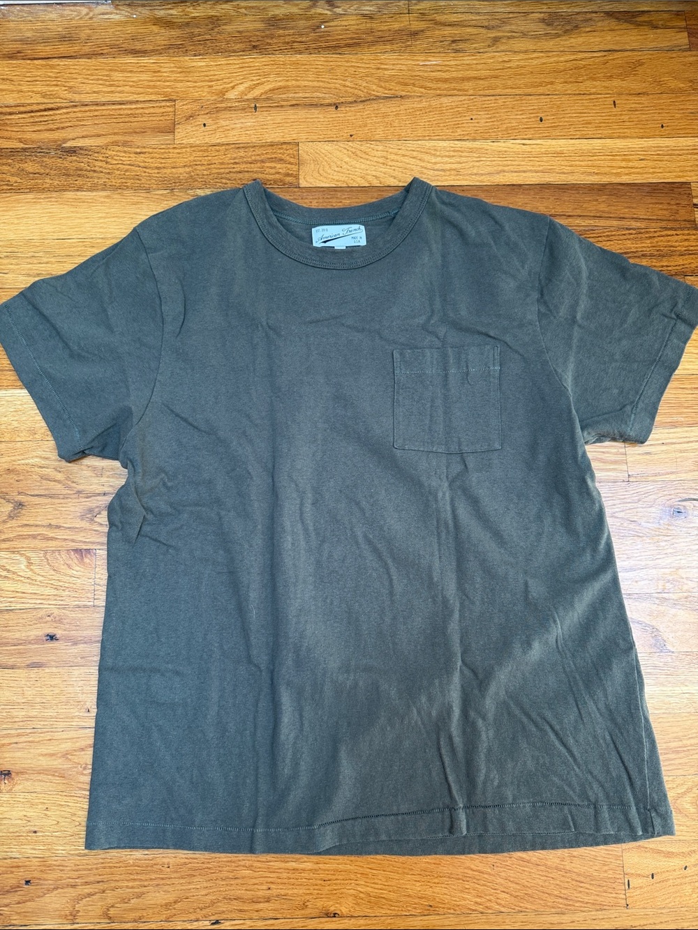 American Trench Pocket Crew Neck T-Shirt - Olive Green